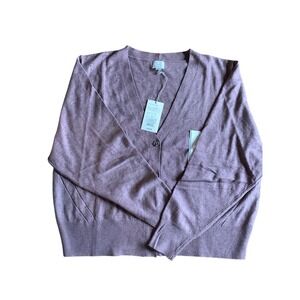 A New Day Womens Cardigan‎ Sweater Size L Long Sleeve Button Front Knit Mauve